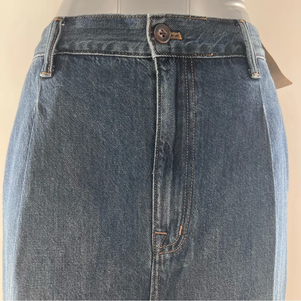 Madewell The Hallow Wide-Leg High Rise Pleat Front Dark Wash Blue Jeans-Size 31 - Image 2