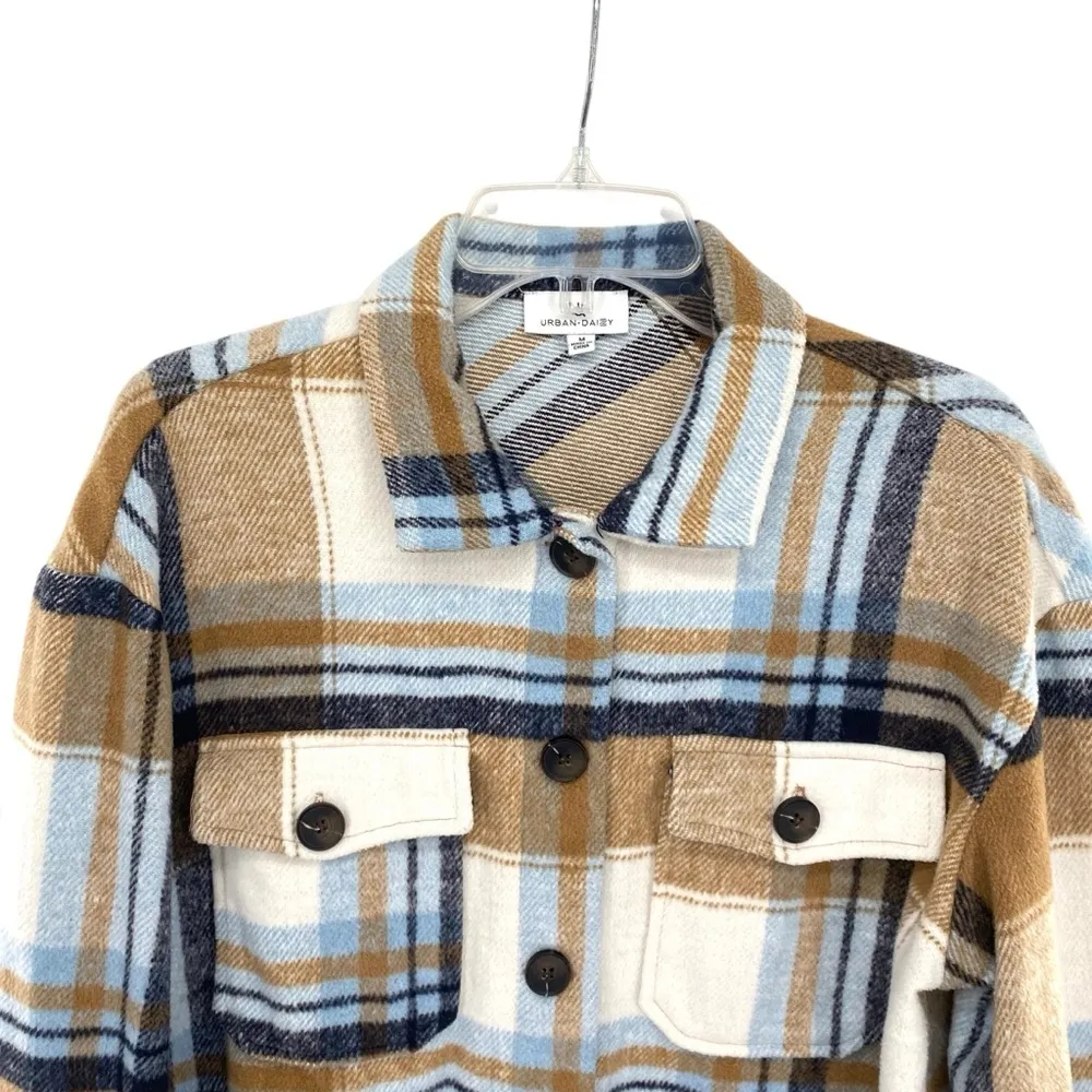 Urban Daizy Oversized Plaid Flannel Button Down Shirt Jacket Shacket - Image 5