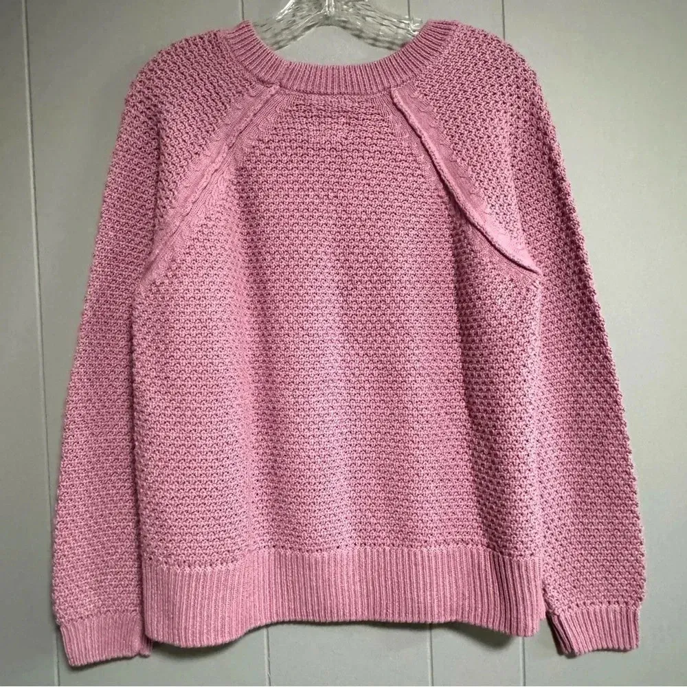 GAP Raglan Sleeve Textured Crewneck Sweater Mauve Lavender Purple Size Medium - Image 2