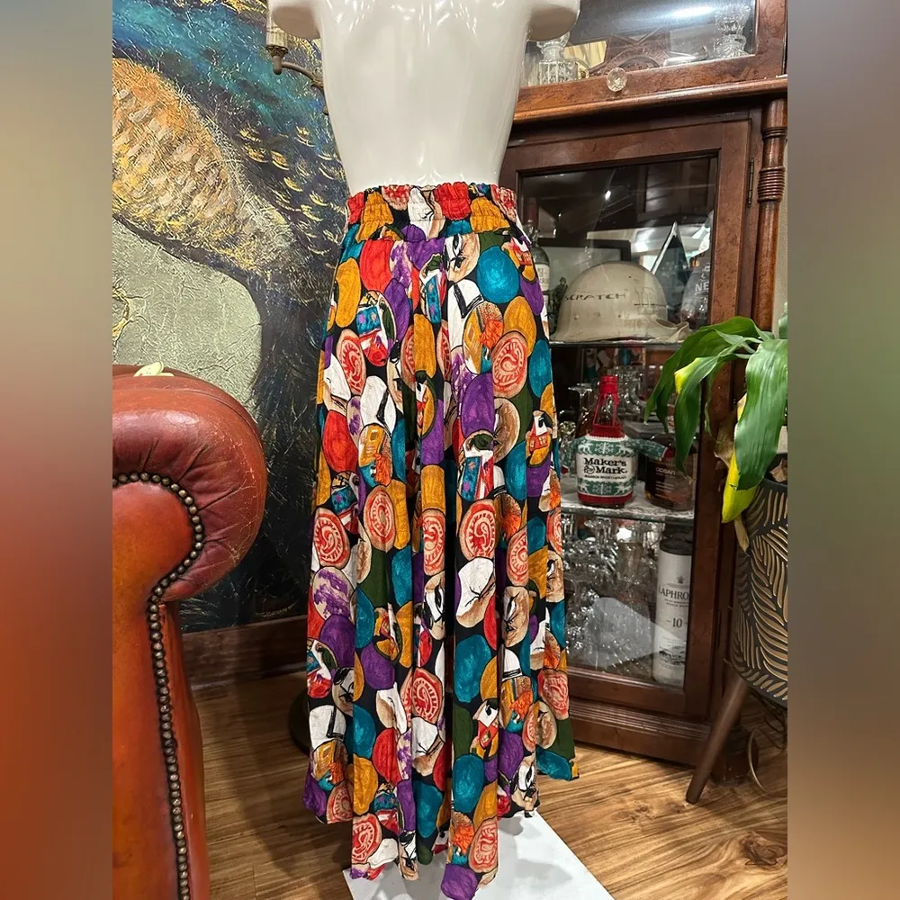 EUC PLATINUM by Dorothy Schoelen Vibrant Red and Orange high waist Maxi Skirt. Size 8 - Image 5