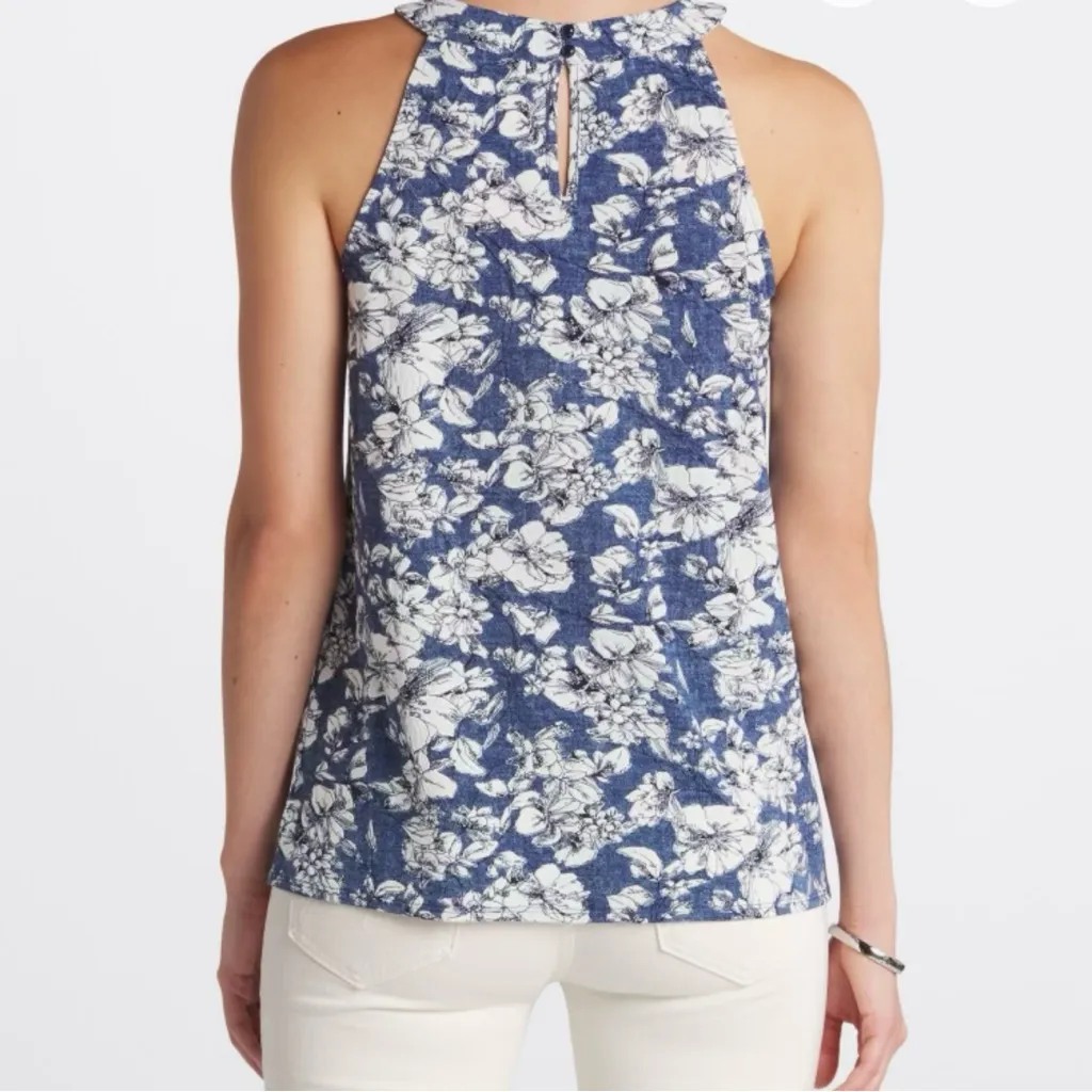 FORTUNE + IVY Opal Knit Halter Top – Blue Floral – Size M (NWOT) - Image 2