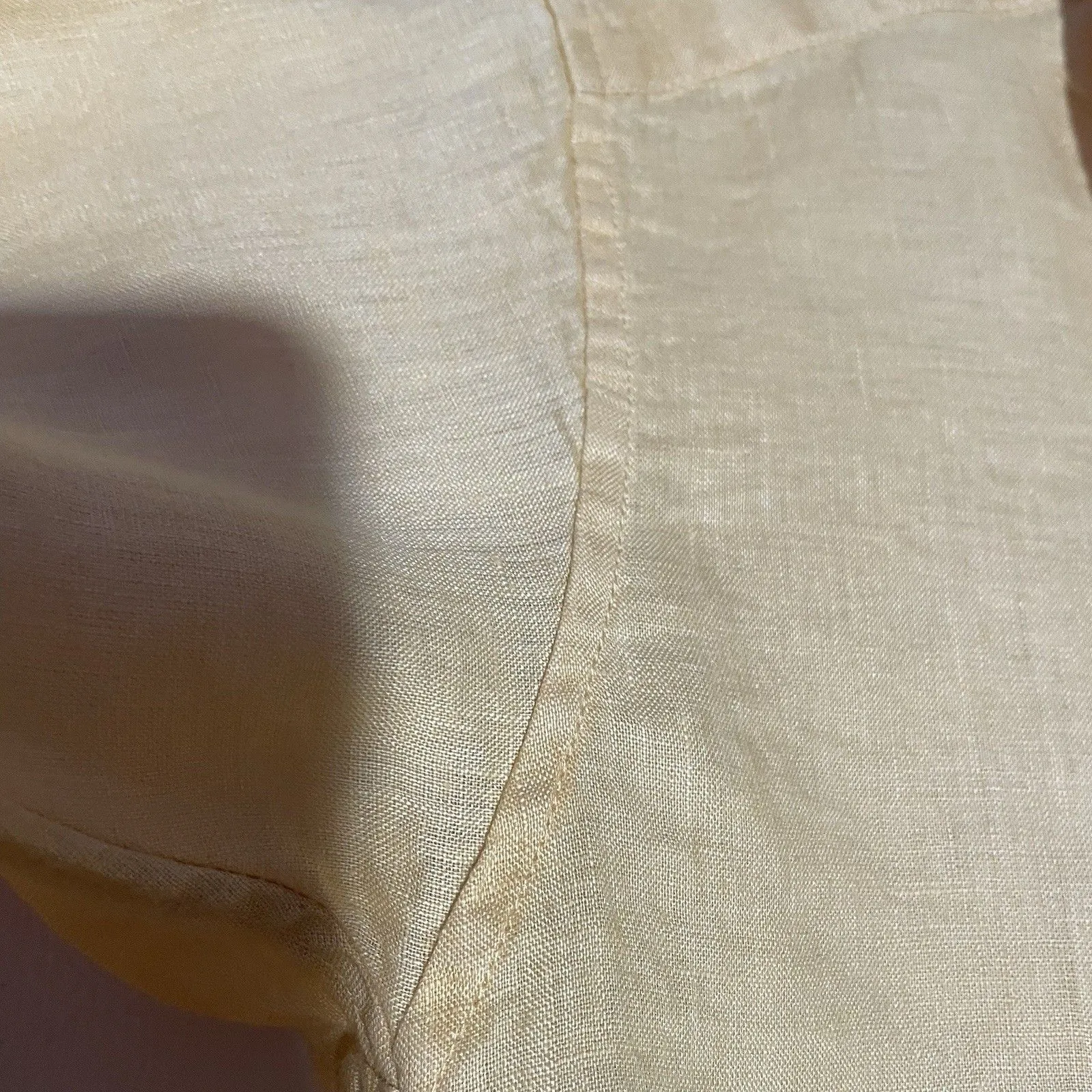 Uniqlo Linen Button Shirt Womens Sm Mustard Yellow Boxy Cropped Japan Minimalist - Image 7