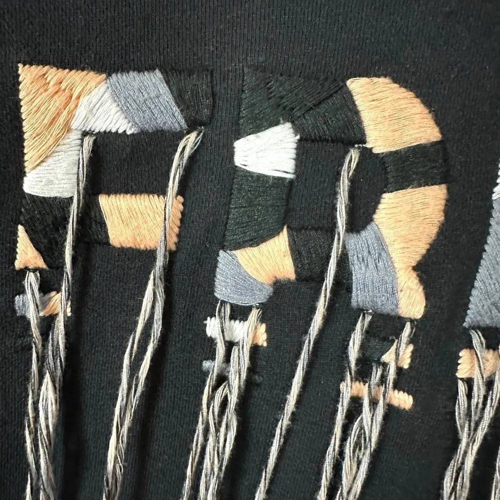 Free People FP Movement Fringe Muscle Hoodie Sweatshirt Black Medium Boxy Crop - Image 11