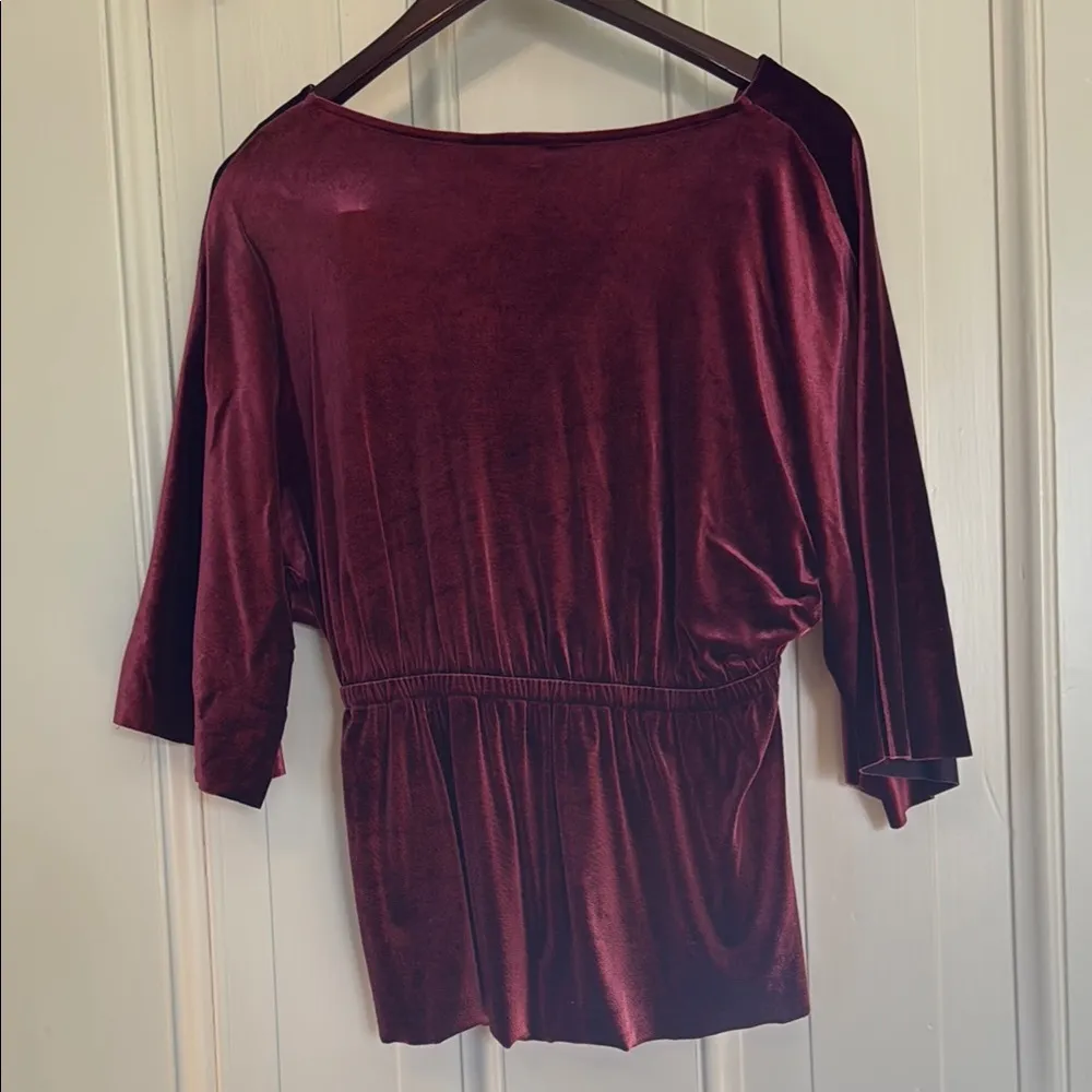 Women's Burgundy Velvet Top - Image 3