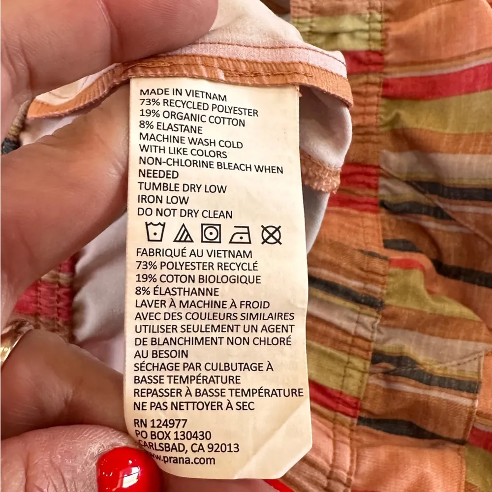 Prana Mariya Short multicolor striped women’s size large - Image 6