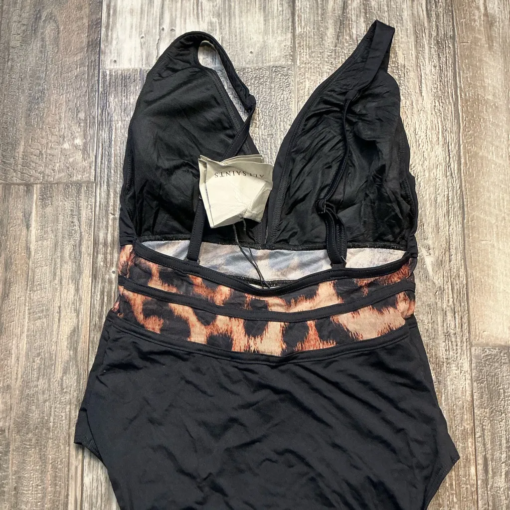 All Saints Elegant Black and Orange Women's Swimsuit Size Small - Image 3