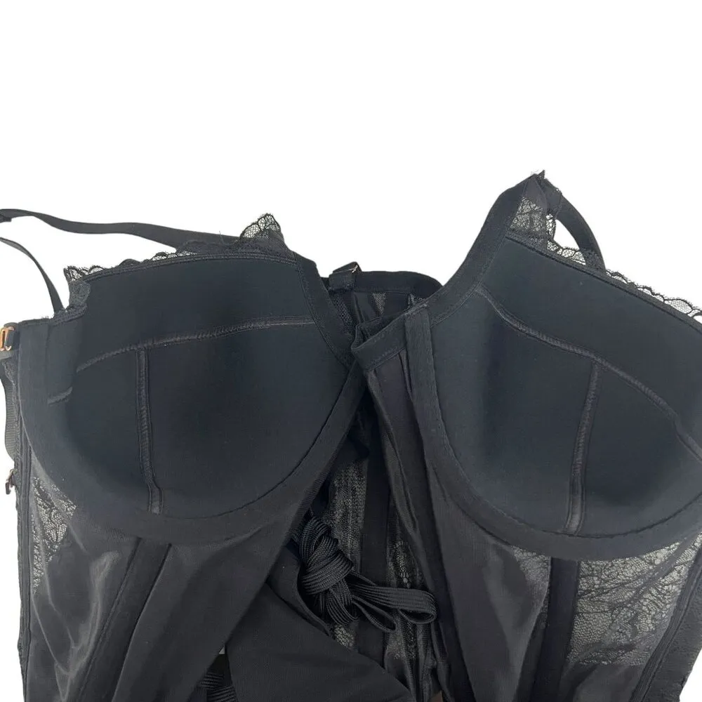 Savage X Fenty Embroidered Lace Corset Black Womens Plus Size 1X - Image 5