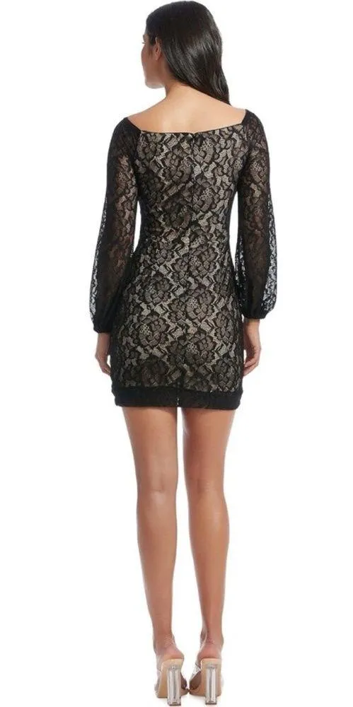Dress the Population Esperanza Bodycon Mini Dress, Black/Nude Size S EXCELLENT - Image 13