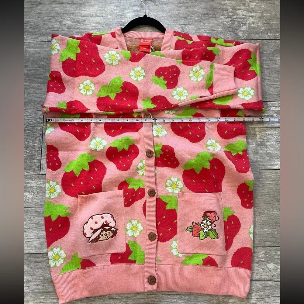 Firm! Strawberry Shortcake Allover Strawberry Print Women's Cardigan - Image 6