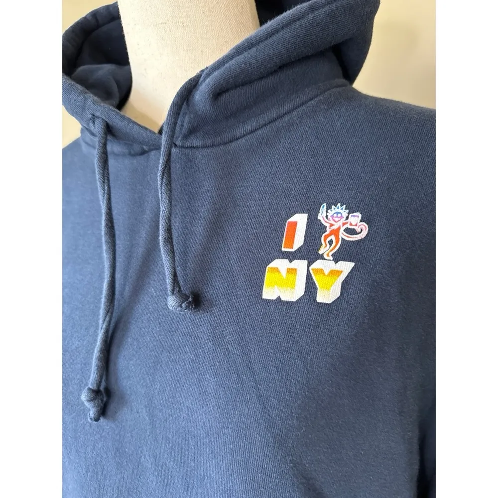 Navy Blue NYC Heart Hoodie Size Large - Image 3