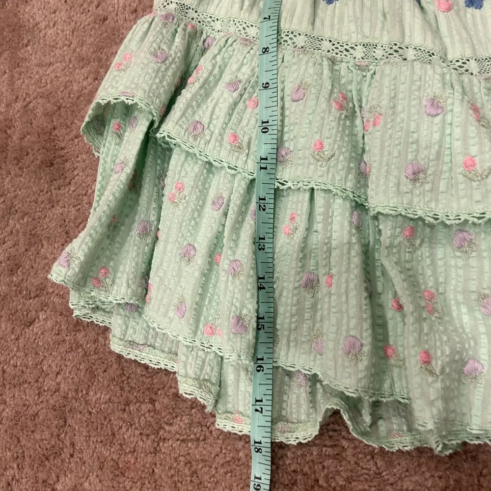 Loveshackfancy SET Aqua Lanya Puff Sleeve Top and Talma Embroidered Mini Skirt - Image 13