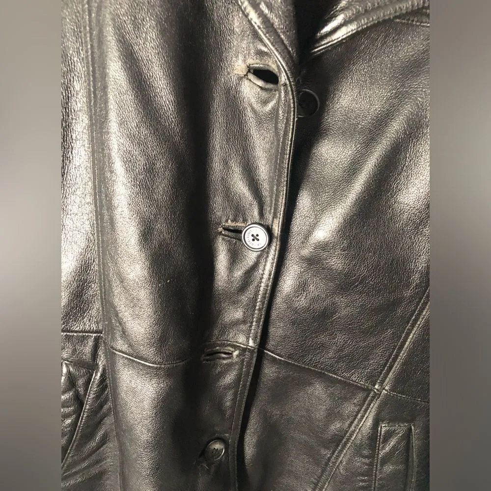 Vintage Eddie Bauer Leather Jacket Coat women size XL 100% Rindsleder Leather - Image 8