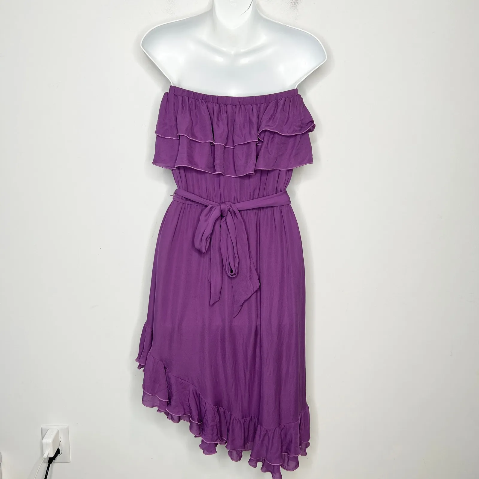 HAUTE HIPPIE Silk Dress Womens Size Small Purple Ruffle Feminine Spring Party - Image 5
