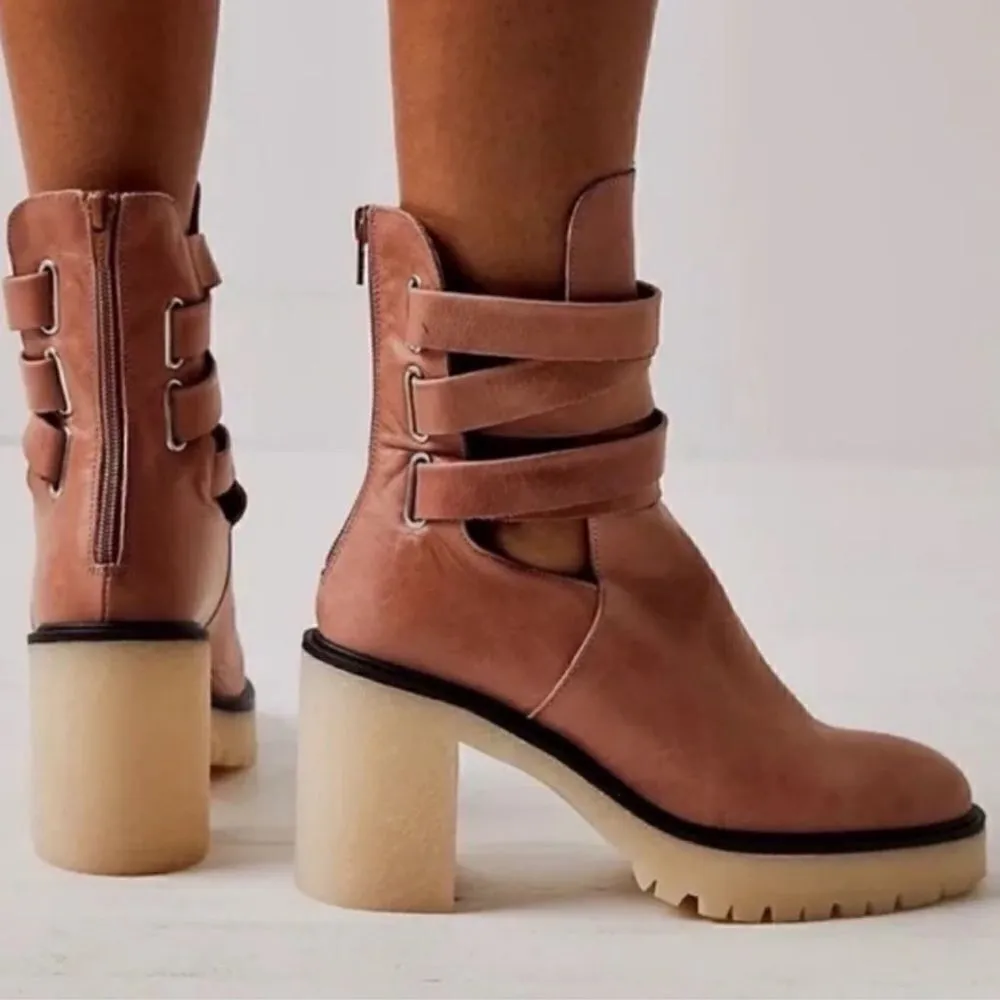NEW Free People Jesse Cutout Platform Boot Womens Size 41 English Tan - Image 3