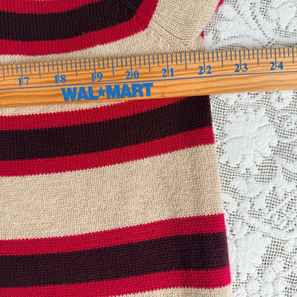 LOFT Classic Beige and Pink Striped Mick Neck Cotton Sweater size XL - Image 10