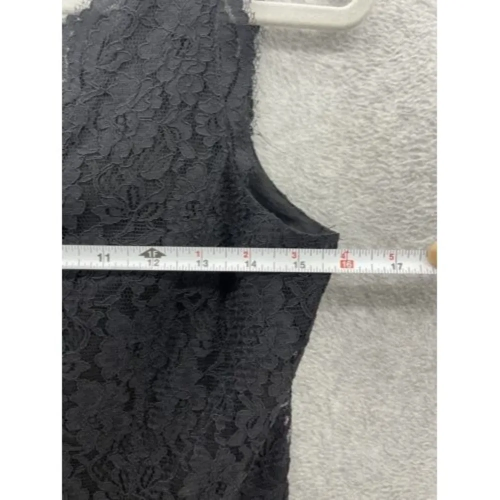 LOFT Ann Taylor Women's Dress Lace Overlay Solid Black Sleeveless Size 6 Petite - Image 10
