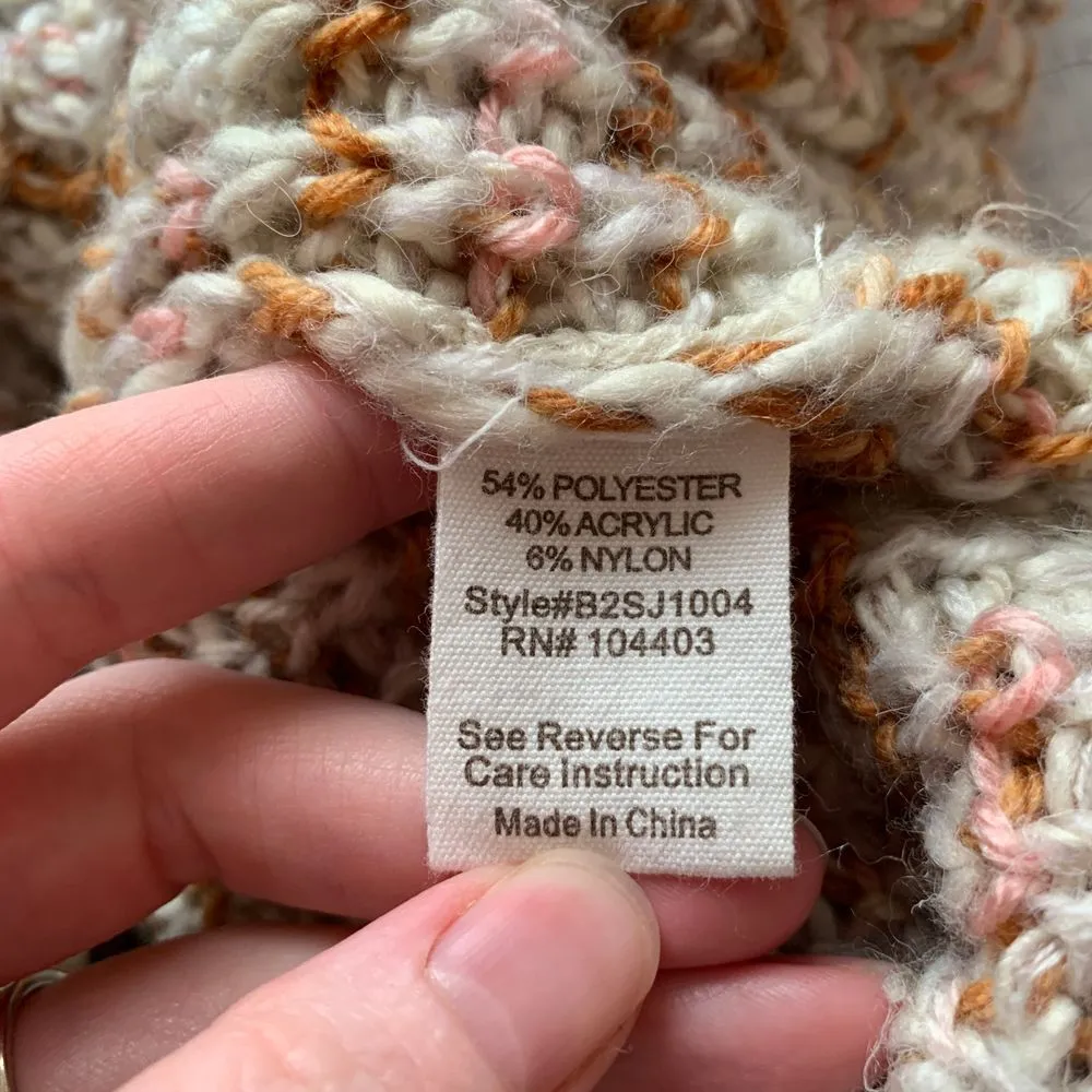 Blu Pepper Marled Knit Button Front Cardigan Sweater Cream Brown Pink Size Small - Image 8