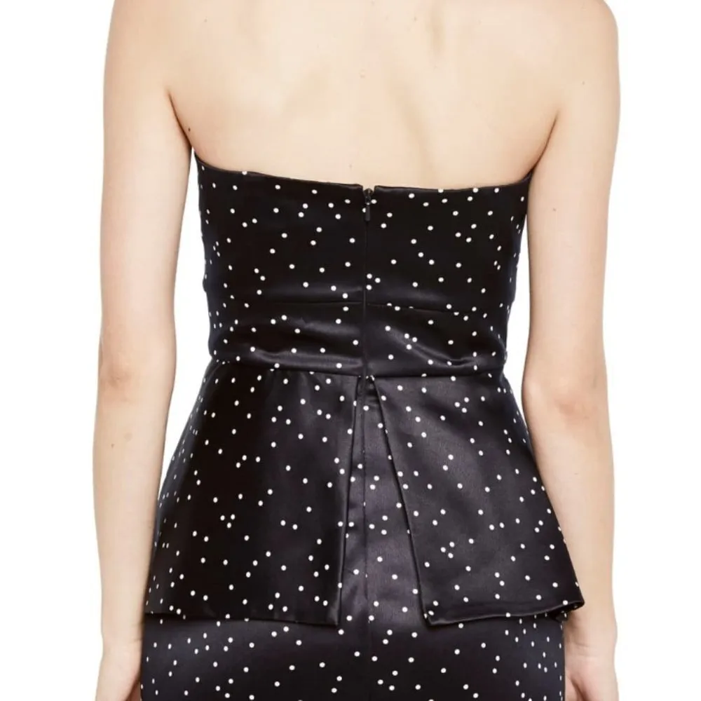 Bardot Polka Dot Printed Midnight Blue Peplum Dress Cocktail Dress - Image 3