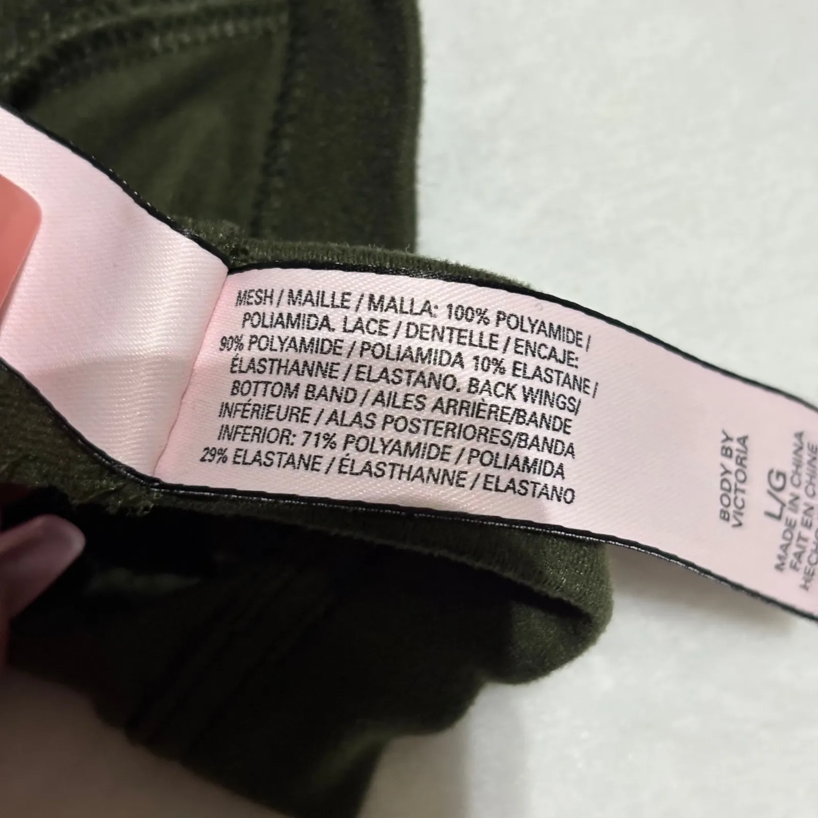 VICTORIA'S SECRET Olive Green Sheer Lace Halter Bralette Bra Bohemian size Large - Image 7