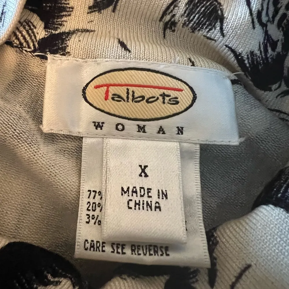 Talbots Black All Over Floral Print Long Sleeve Shirt Top Silk Nylon Plus Size X - Image 6