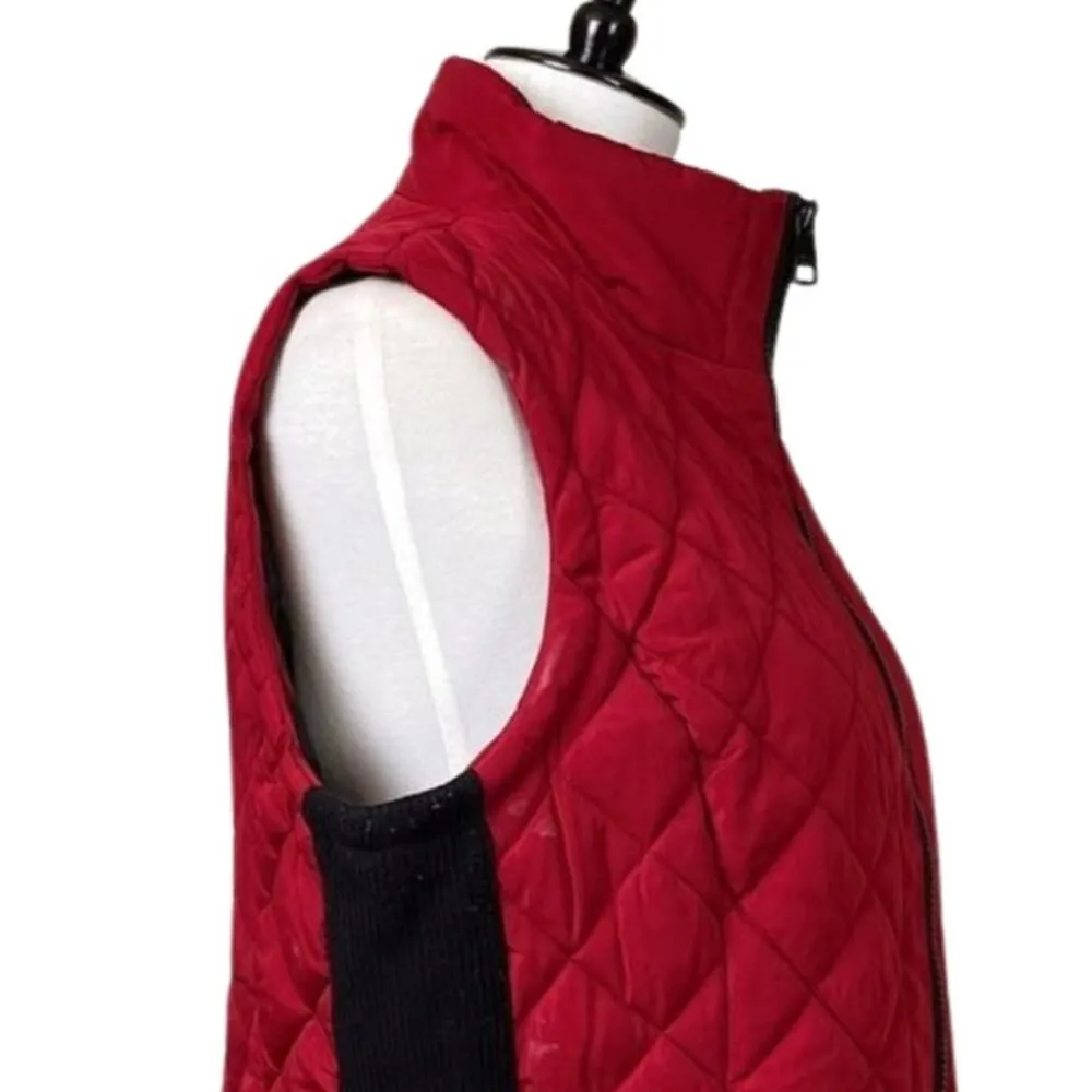 Andrew Marc Quilted Zip Front Pockets Stretch Red Black Women's Size Large - Image 8