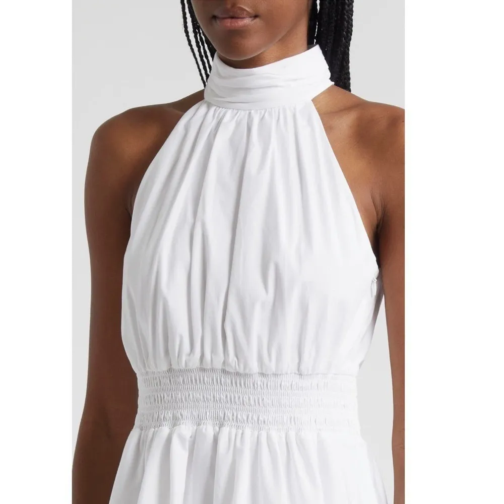 Veronica Beard Kinny Smocked Cotton Blend Mini Dress, White, Size 10, NWT - Image 7