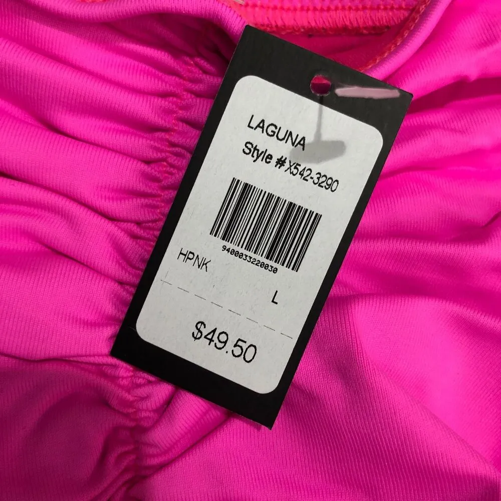 Frederick's of Hollywood Laguna One Shoulder Two Piece Bikini Hot Pink L - Image 3