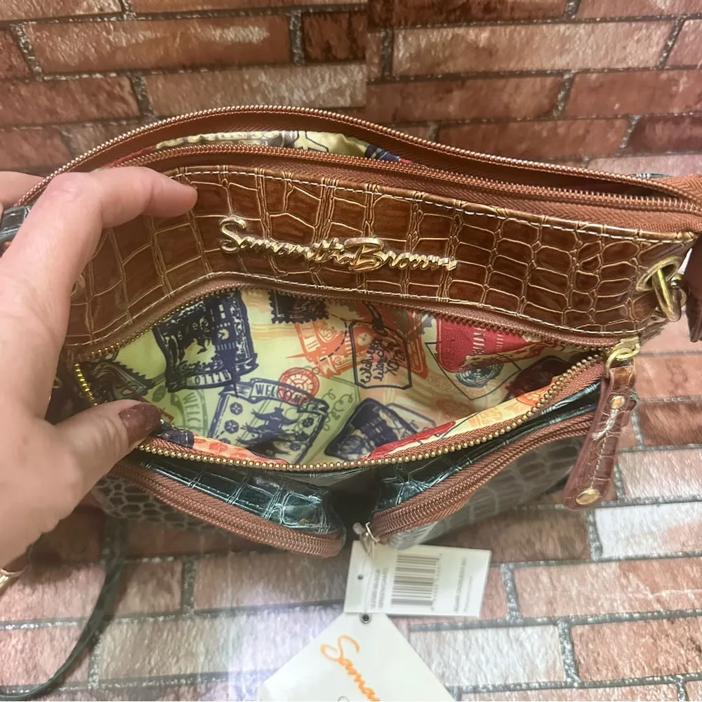 Samantha Brown Green and Brown Crocodile Embossed Bag Crossbody - Image 10