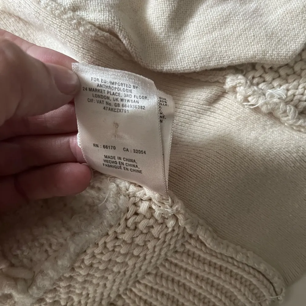 - Sleeping on Snow  small cream cable knit zip up cardigan sweater - Image 7