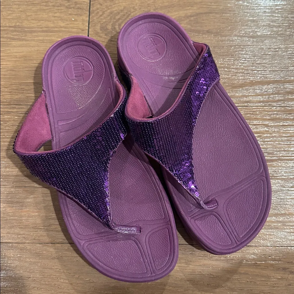 FITFLOP Purple Sparkle Flip Flop Sandal Size 7 - Image 2
