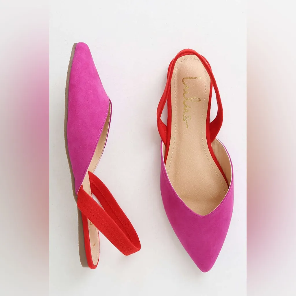 Lulus Mae sling back color block pointed toe‎ flats women’s size 9 red fushia - Image 2