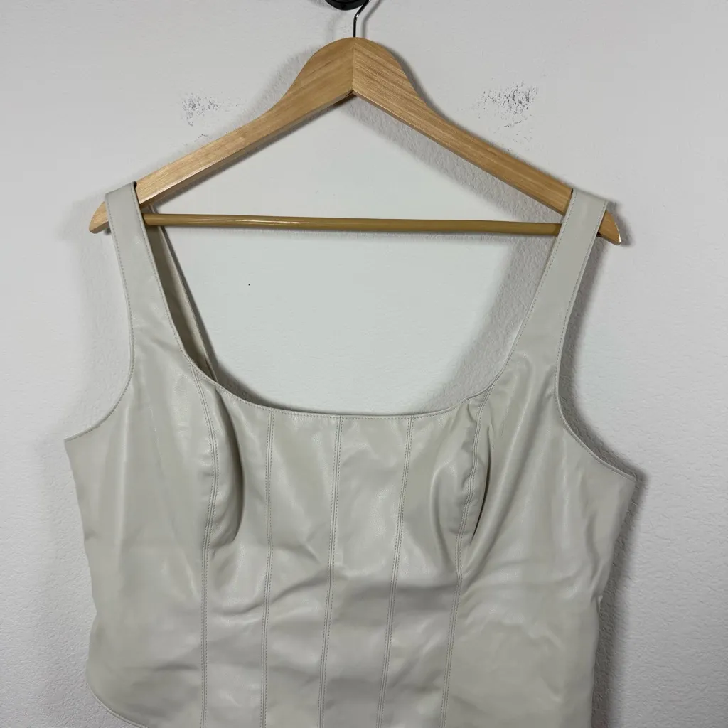 Abercrombie Women’s Vegan Leather Corset Top in Beige Size XL - Image 7