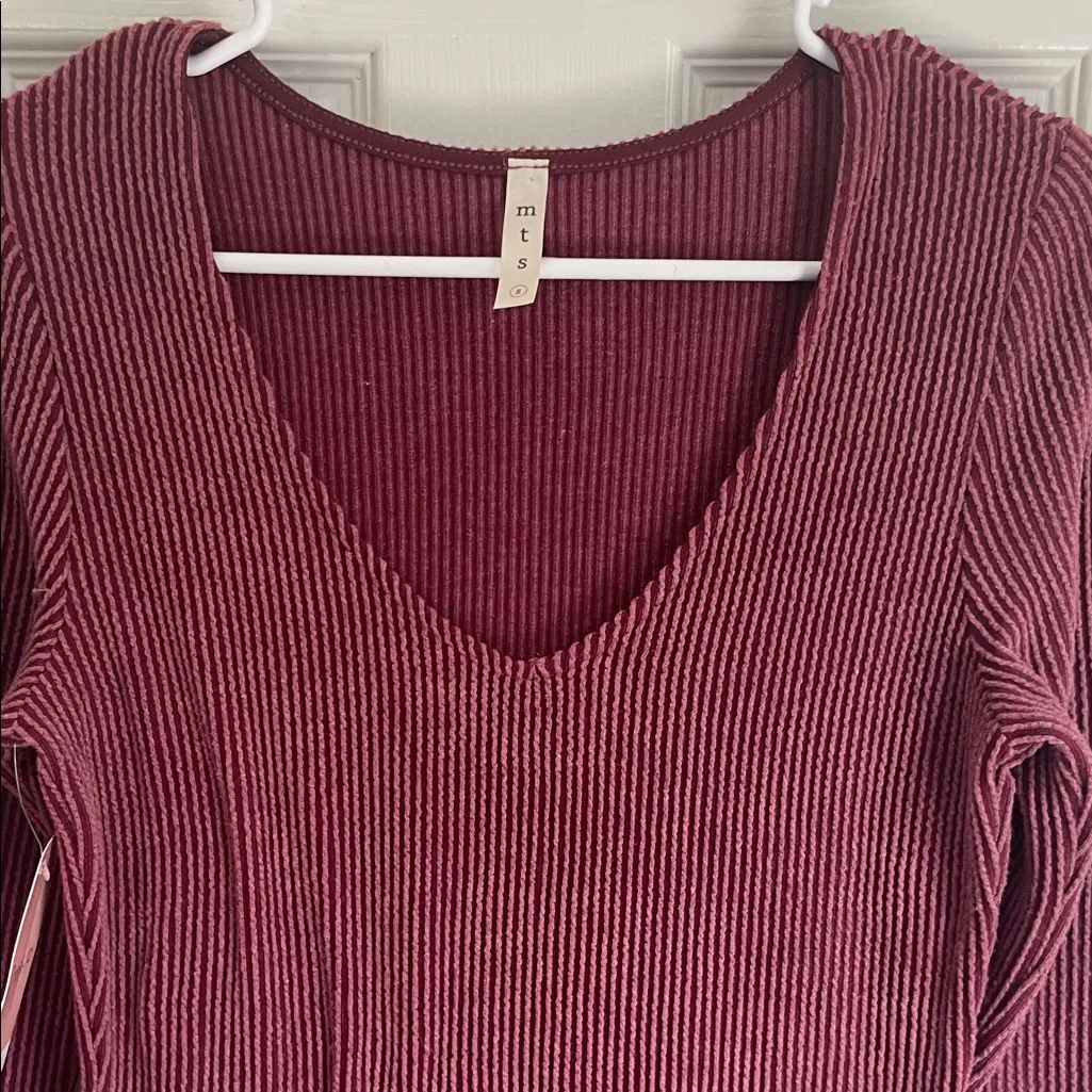 MTS Burgundy/Wine Ribbed Longsleeve Dress Black - Image 2