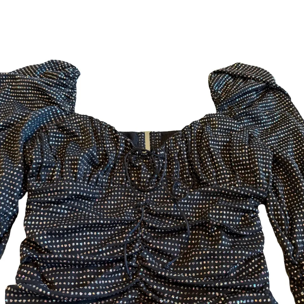 For Love & Lemons All That Glitters Black Bodycon Dress Sparkle Mini Size Small - Image 4