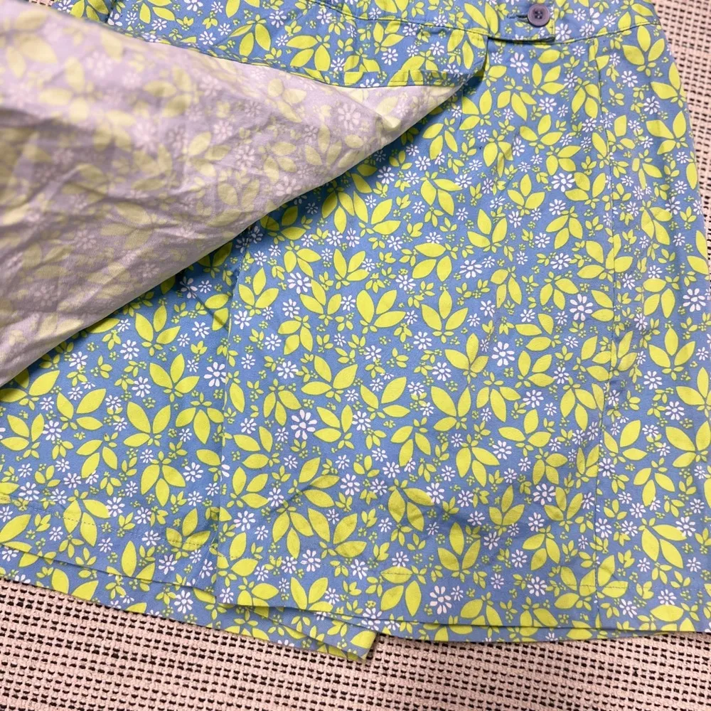 Liz Claiborne  VINTAGE LIZSPORT FLORAL SKORT PASTEL BLUE GREEN SZ 8 - Image 7
