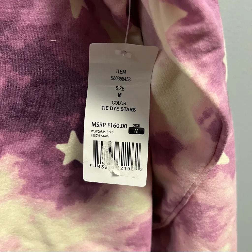 Wildfox Lounge Set Tie Dye Stars in Purple & White Sz M NWT Sweatshirt & Shorts - Image 5