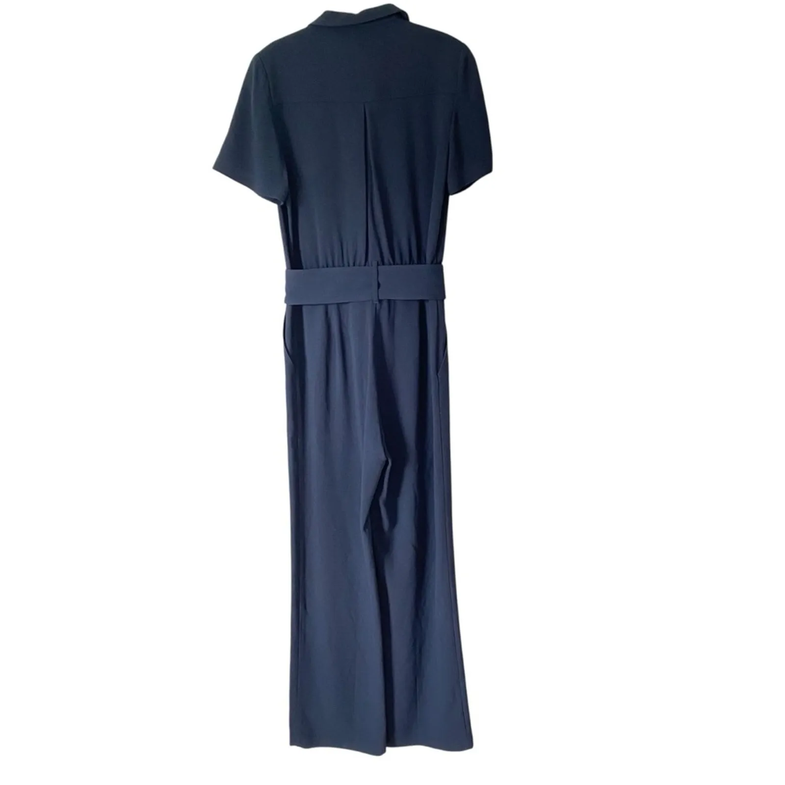 Sezane Manhatt Navy Blue Belted Jumpsuit size 36 US 4 - Image 7