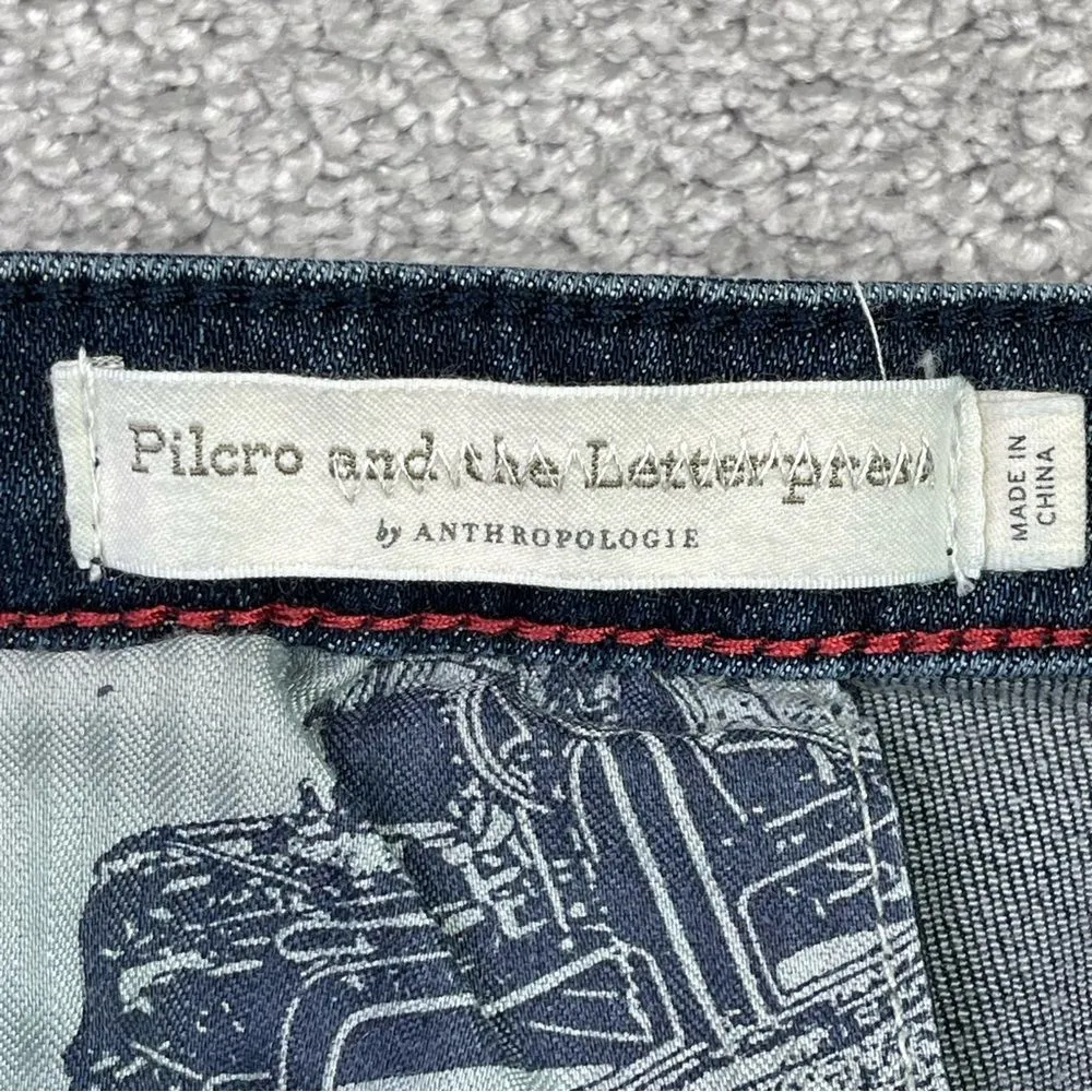 Pilcro and The Letterpress Jeans Women's 27 Blue Straight High-Rise Dark Denim - Image 5