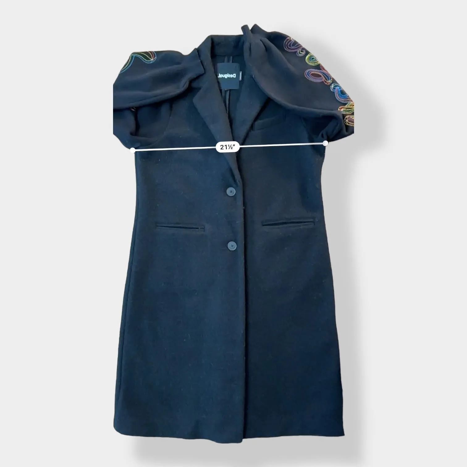 Desigual Long embroidered Love Maker Coat Size L‎ - Image 5