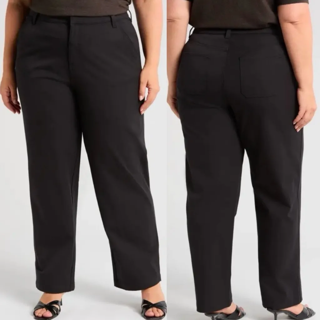 Universal Standard Orchard High Waist Stretch Twill Crop Pants Black Cotton - Image 4