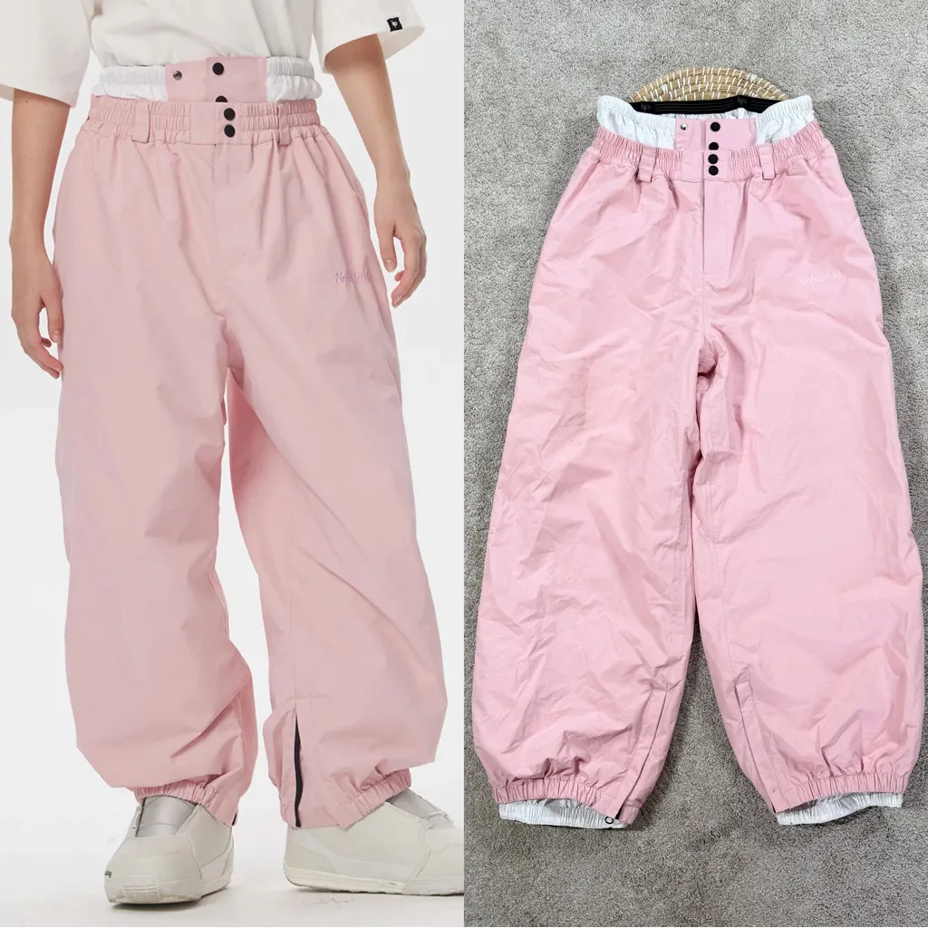 Nobaday Women’s Pure Free Baggy Snow Pants Outdoor Waterproof in Pink M Size M - Image 2