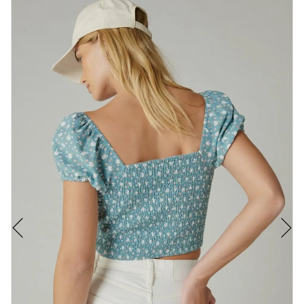 NEW Lucky Brand Laura Ashley Corset Floral Top Blue Short Sleeves Womens Size XL - Image 4