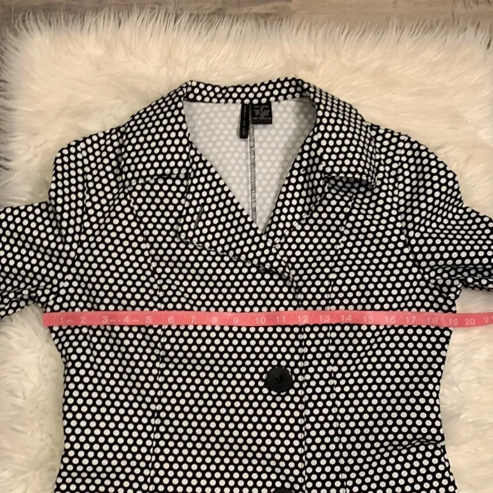 Super Low Fat cotton polka dot jacket blazer offset buttons L Black Size L - Image 5