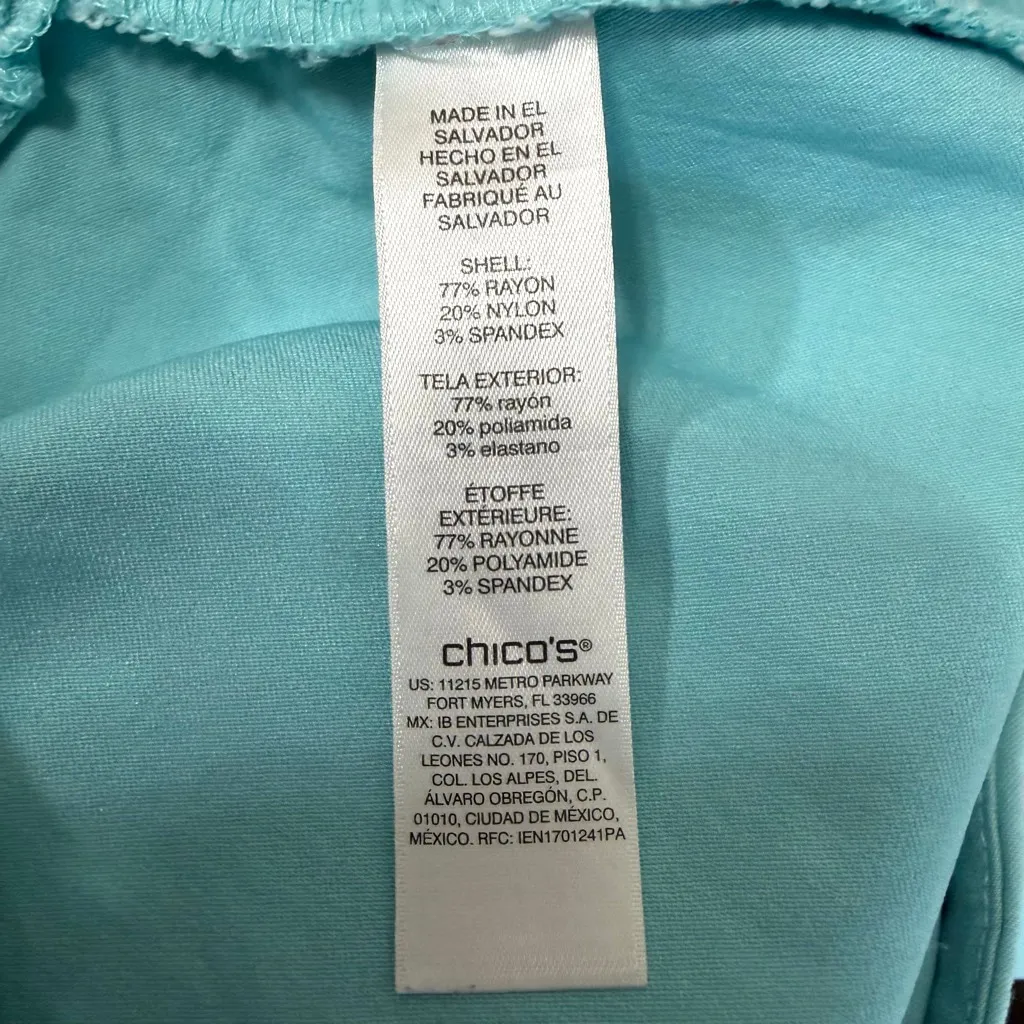 Chico’s Perfect Stretch Aqua Blue Pull On Pants XL - Image 9