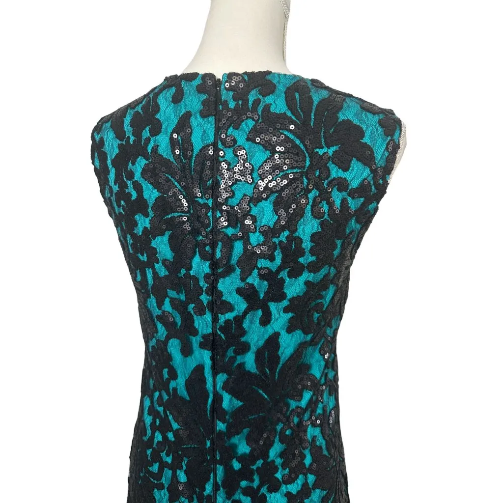 DIANE VON FURSTENBERG Jade Black Floral Sequin Shift Dress Size 6 NEW NWOT - Image 8