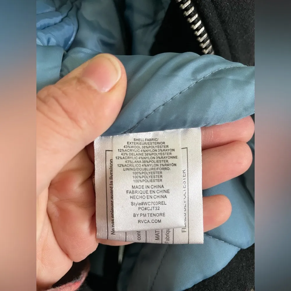 Women's RVCA Rellics Side Zipper Blue Lines Black Peacoat Size M - Image 4