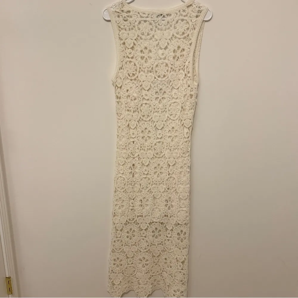 NEW REVOLVE House of Harlow 1960 Crochet Dress Size Large Knit Long Ivory beige - Image 6