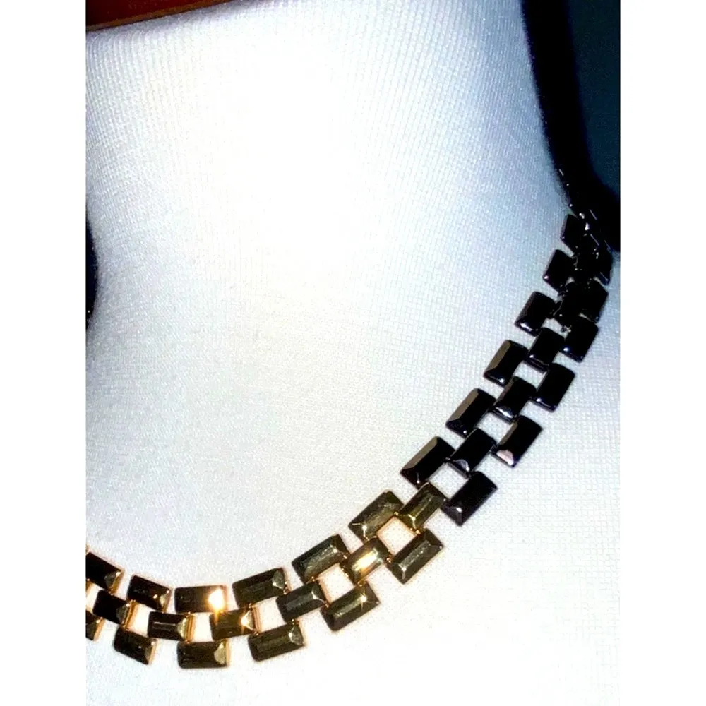 Avon Gold Tone & Gun Metal Gray Chain Link Necklace Chocker 18” - Image 2