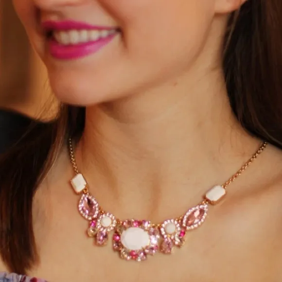 Kate Spade Pink Jeweled Statement Necklace - Image 3