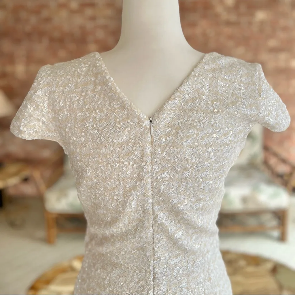 Dress The Population Dress Zoe Sequin Bodycon White Cream Mini 2 Cocktail Low V - Image 10